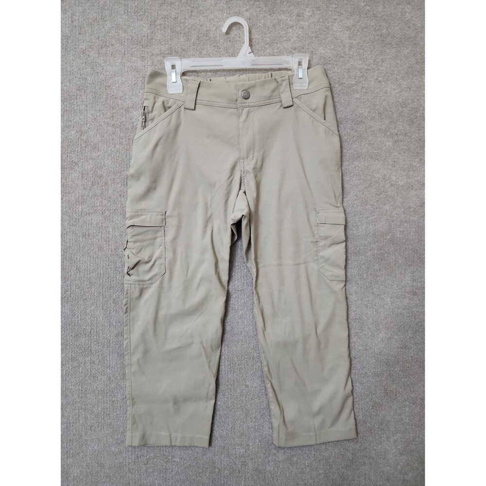 Duluth Dry on the Fly Capri Cargo Pants Womens 6 Tan Brown Lightweight Stretch